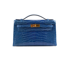 Hermes Kelly Pochette Shiny Alligator 7Q Mykonos C Stamp