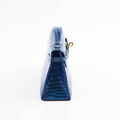 Hermes Kelly Pochette Shiny Alligator 7Q Mykonos C Stamp