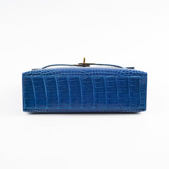 Hermes Kelly Pochette Shiny Alligator 7Q Mykonos C Stamp