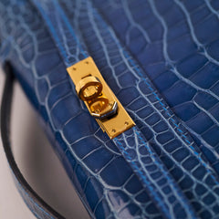 Hermes Kelly Pochette Shiny Alligator 7Q Mykonos C Stamp