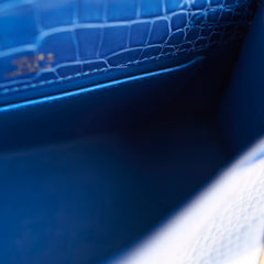 Hermes Kelly Pochette Shiny Alligator 7Q Mykonos C Stamp