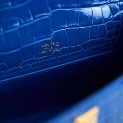 Hermes Kelly Pochette Shiny Alligator 7Q Mykonos C Stamp