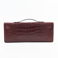 Hermes Kelly Cut Alligator F5 Bourgogne C Stamp