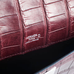 Hermes Kelly Cut Alligator F5 Bourgogne C Stamp