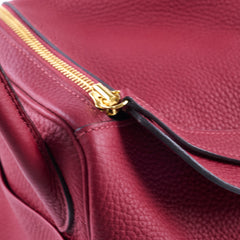 Hermes Lindy 30 Clemence Rouge Grenat X Stamp (2016)