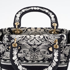 Christian Dior Medium Lady D-Lite Embroidered Bag Black/White