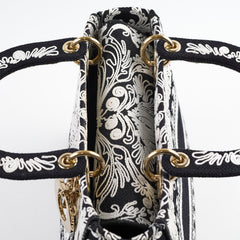 Christian Dior Medium Lady D-Lite Embroidered Bag Black/White