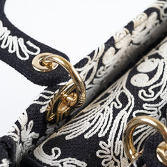 Christian Dior Medium Lady D-Lite Embroidered Bag Black/White