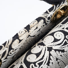 Christian Dior Medium Lady D-Lite Embroidered Bag Black/White