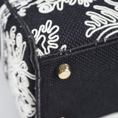 Christian Dior Medium Lady D-Lite Embroidered Bag Black/White