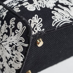 Christian Dior Medium Lady D-Lite Embroidered Bag Black/White