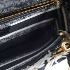 Christian Dior Medium Lady D-Lite Embroidered Bag Black/White