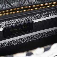 Christian Dior Medium Lady D-Lite Embroidered Bag Black/White