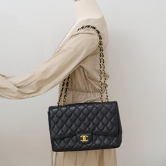 Chanel Jumbo Classic Single Flap Black Caviar Bag