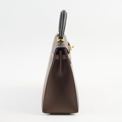 Hermes Kelly 25 Epsom B Stamp 2023 Noir/Ecorce/Etoupe