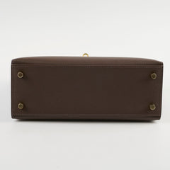 Hermes Kelly 25 Epsom B Stamp 2023 Noir/Ecorce/Etoupe