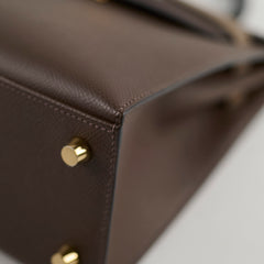 Hermes Kelly 25 Epsom B Stamp 2023 Noir/Ecorce/Etoupe