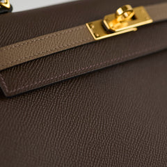 Hermes Kelly 25 Epsom B Stamp 2023 Noir/Ecorce/Etoupe