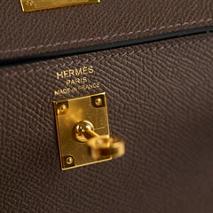 Hermes Kelly 25 Epsom B Stamp 2023 Noir/Ecorce/Etoupe