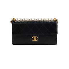 Chanel Pearl Wallet On Chain Black