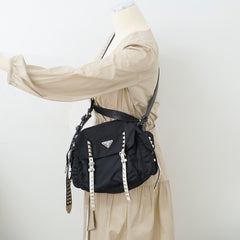 Prada New Vela Nylon Shoulder Bag Black