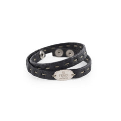 Fendi Leather Selleria Bracelet Black