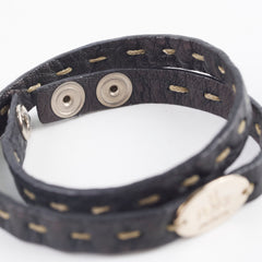 Fendi Leather Selleria Bracelet Black
