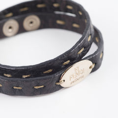 Fendi Leather Selleria Bracelet Black