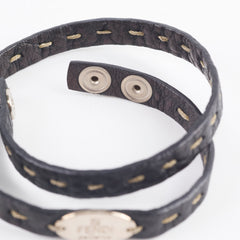 Fendi Leather Selleria Bracelet Black