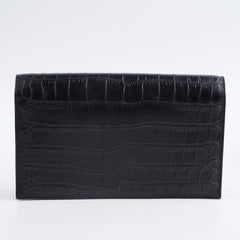 Saint Laurent Croc Embossed Clutch Black