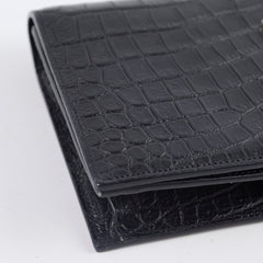 Saint Laurent Croc Embossed Clutch Black