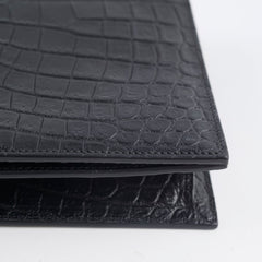 Saint Laurent Croc Embossed Clutch Black