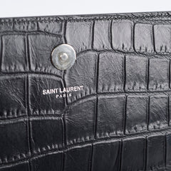 Saint Laurent Croc Embossed Clutch Black