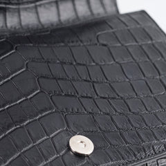 Saint Laurent Croc Embossed Clutch Black