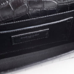 Saint Laurent Croc Embossed Clutch Black