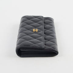 Chanel Lambskin Long Wallet Black