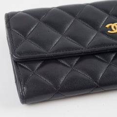Chanel Lambskin Long Wallet Black