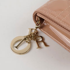 Christian Dior Lady Dior Pouch WOC Wallet On Chain Patent Blush