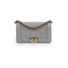 Chanel Boy Bag Old Medium Grey Caviar