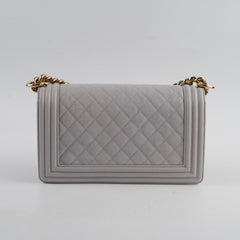Chanel Boy Bag Old Medium Grey Caviar