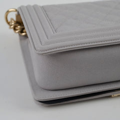 Chanel Boy Bag Old Medium Grey Caviar