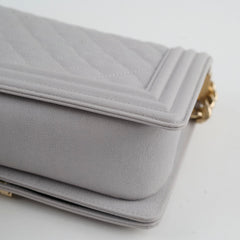 Chanel Boy Bag Old Medium Grey Caviar