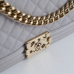 Chanel Boy Bag Old Medium Grey Caviar
