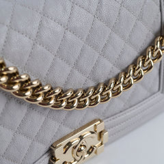 Chanel Boy Bag Old Medium Grey Caviar