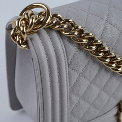 Chanel Boy Bag Old Medium Grey Caviar