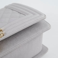 Chanel Boy Bag Old Medium Grey Caviar