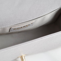 Chanel Boy Bag Old Medium Grey Caviar