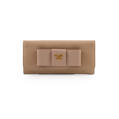 Prada Bow Saffiano Wallet Beige