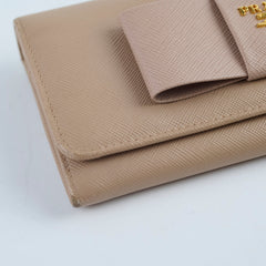 Prada Bow Saffiano Wallet Beige