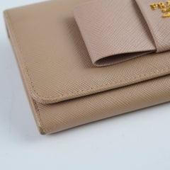Prada Bow Saffiano Wallet Beige